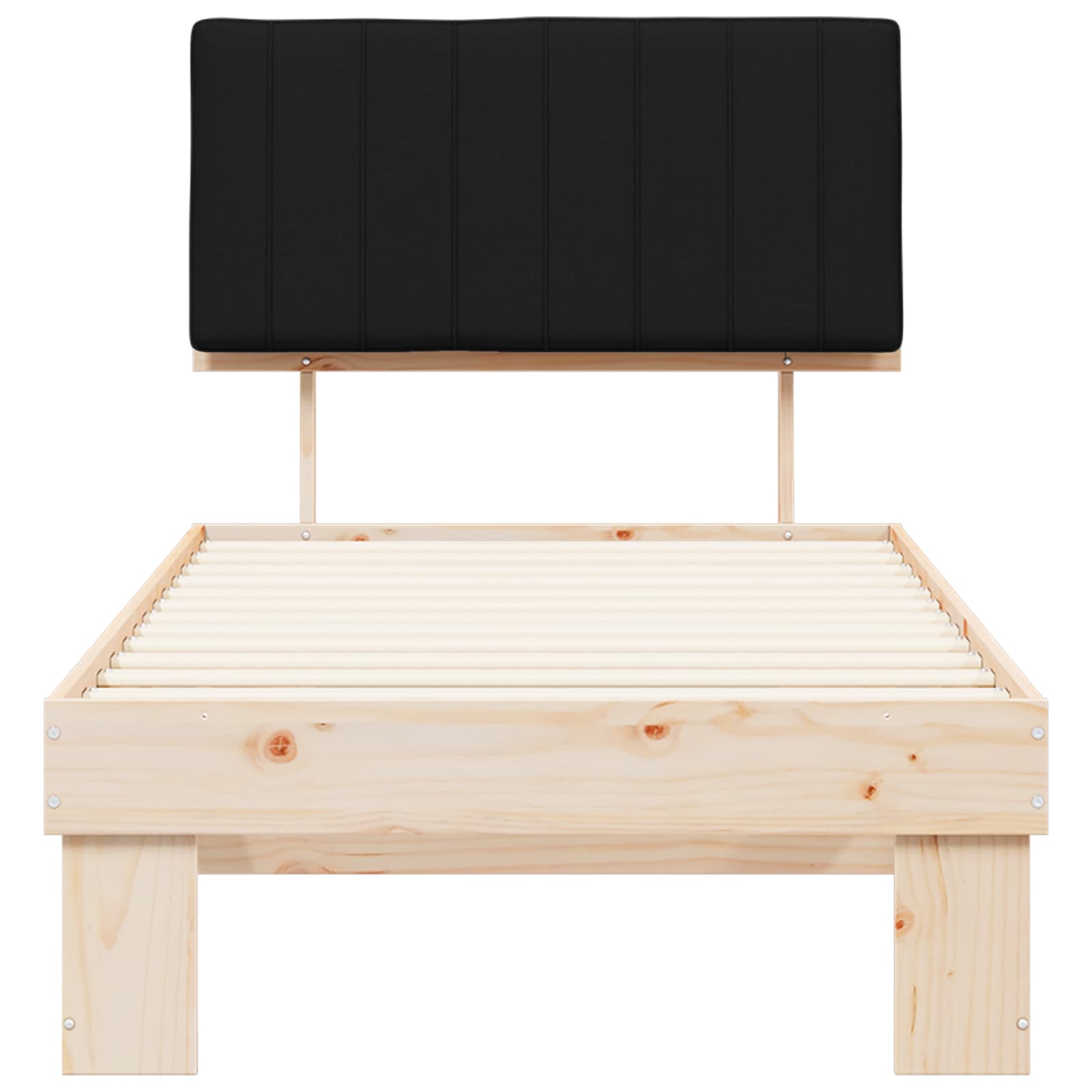 Letto con Testiera Rivestita Nero 90 x 200 cm Pino massello | homemem39
