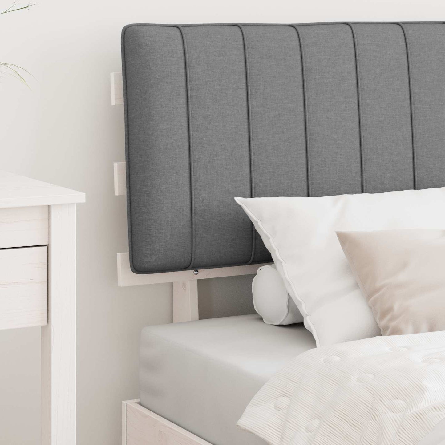 Letto con Testiera Rivestita Grigio chiaro 90 x 200 cm | homemem39