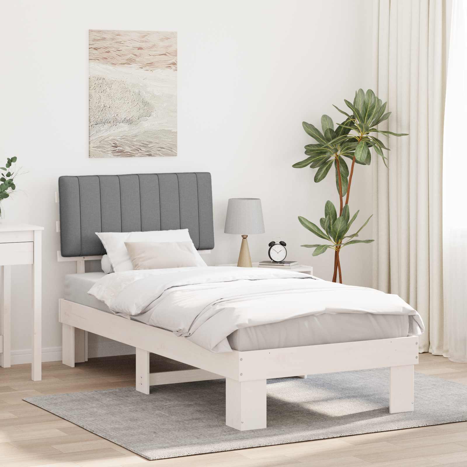 Letto con Testiera Rivestita Grigio chiaro 90 x 200 cm | homemem39
