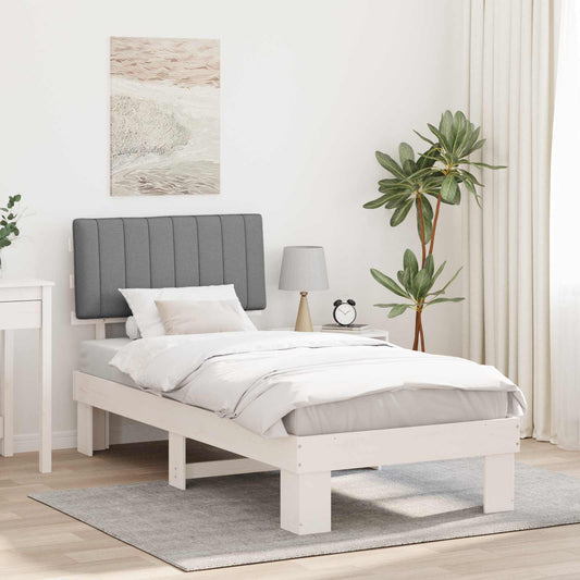 Letto con Testiera Rivestita Grigio chiaro 90 x 200 cm | homemem39