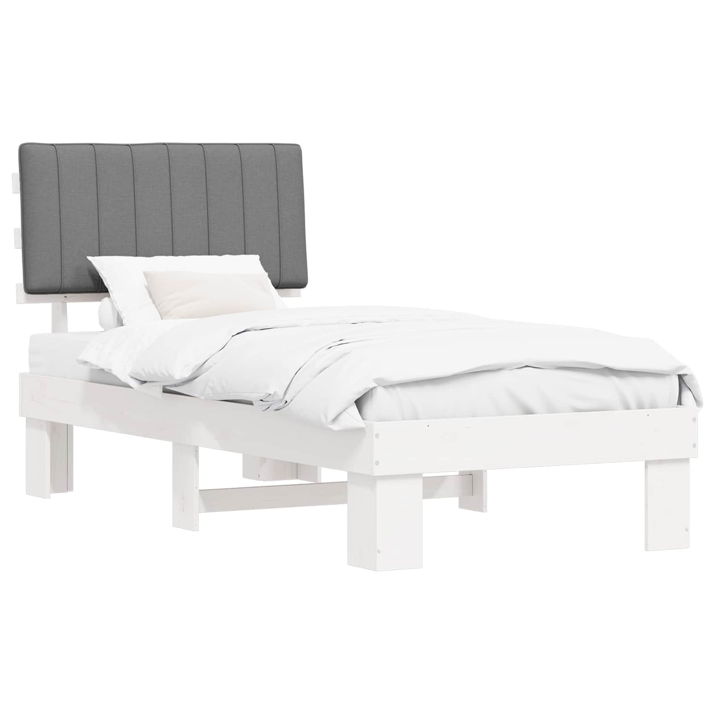 Letto con Testiera Rivestita Grigio chiaro 90 x 200 cm | homemem39