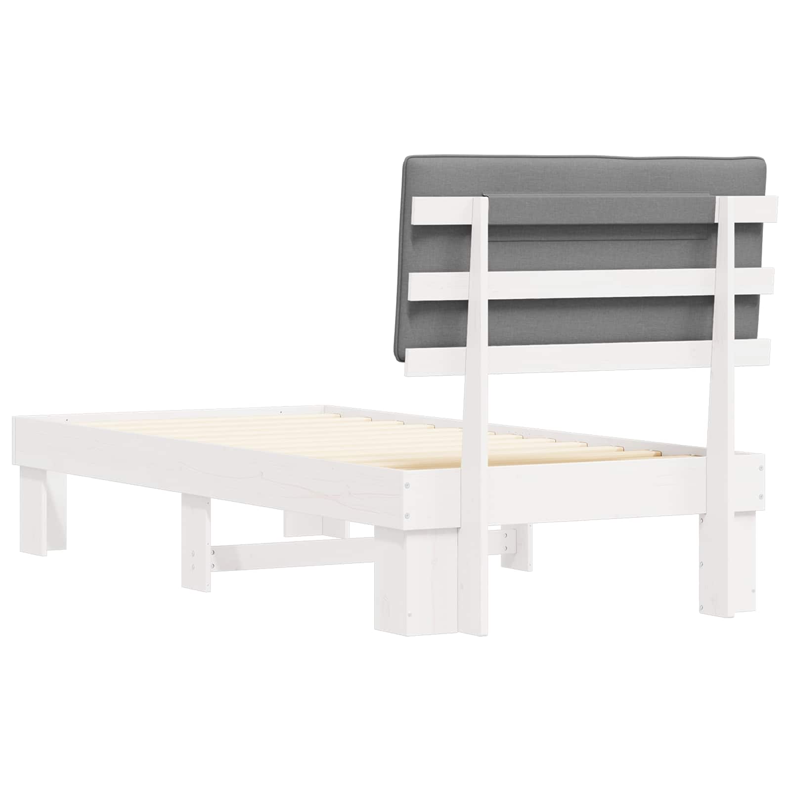 Letto con Testiera Rivestita Grigio chiaro 90 x 200 cm | homemem39