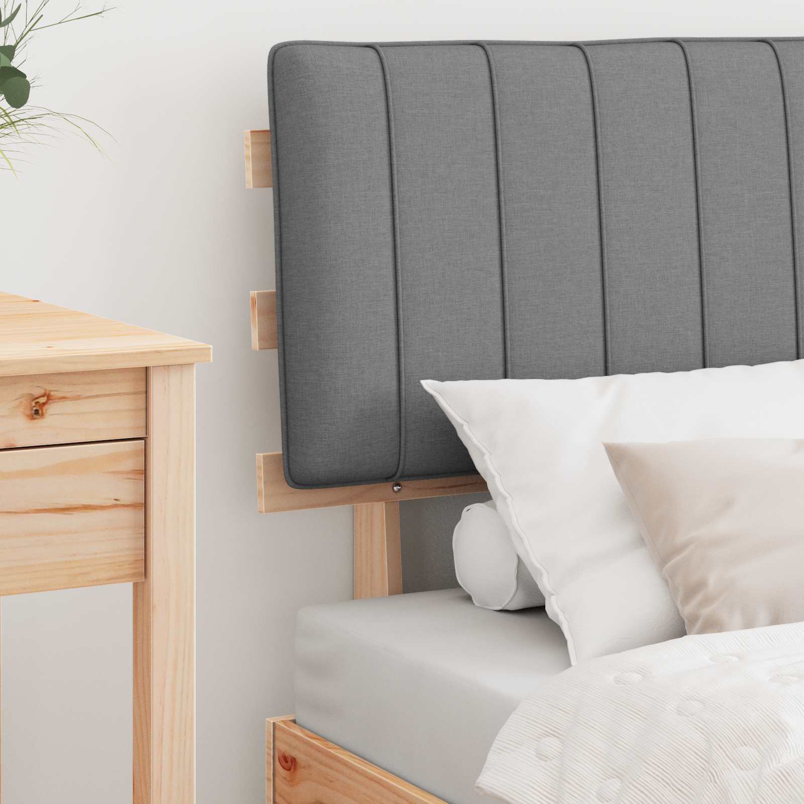 Letto con Testiera Rivestita Grigio chiaro 80 x 200 cm | homemem39