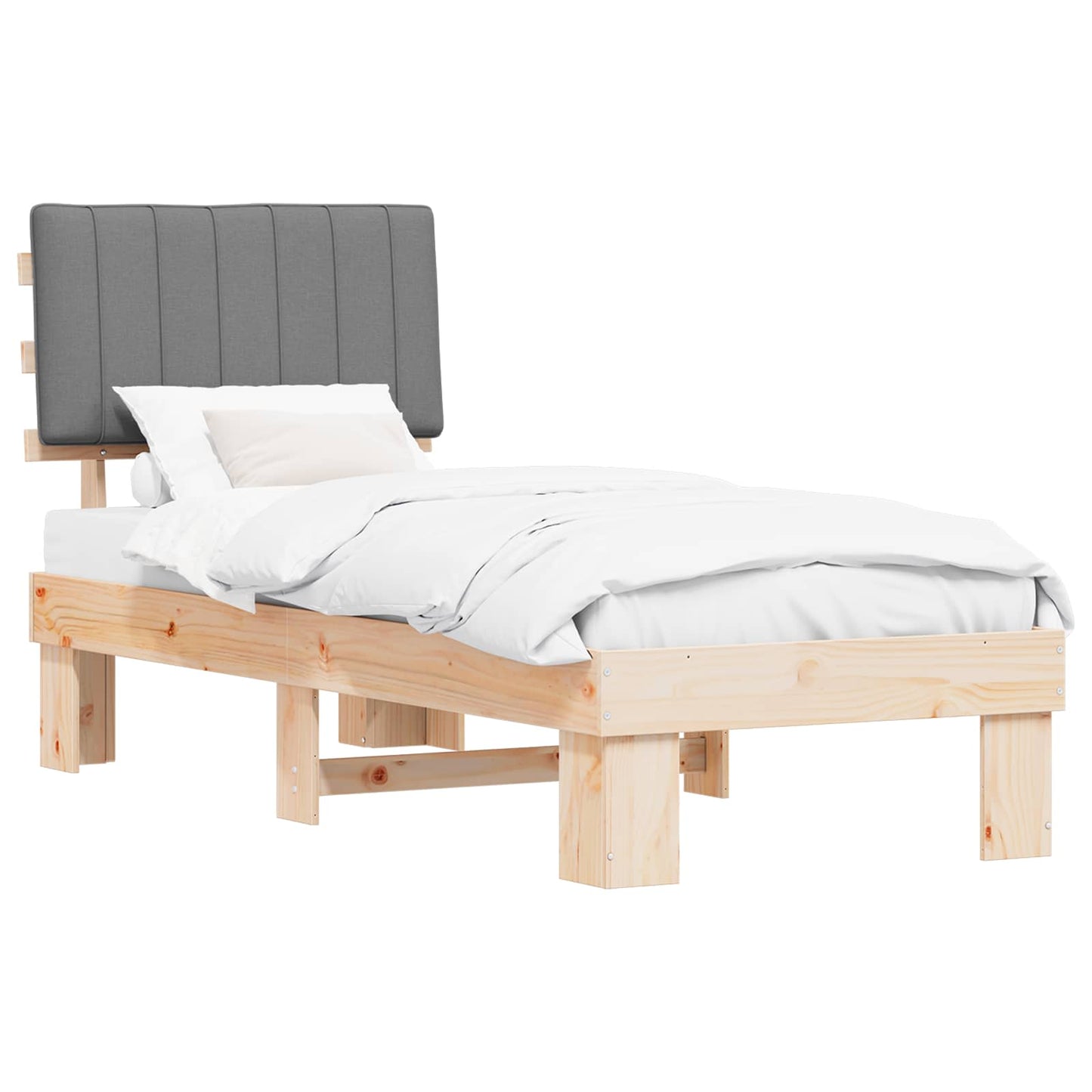 Letto con Testiera Rivestita Grigio chiaro 80 x 200 cm | homemem39