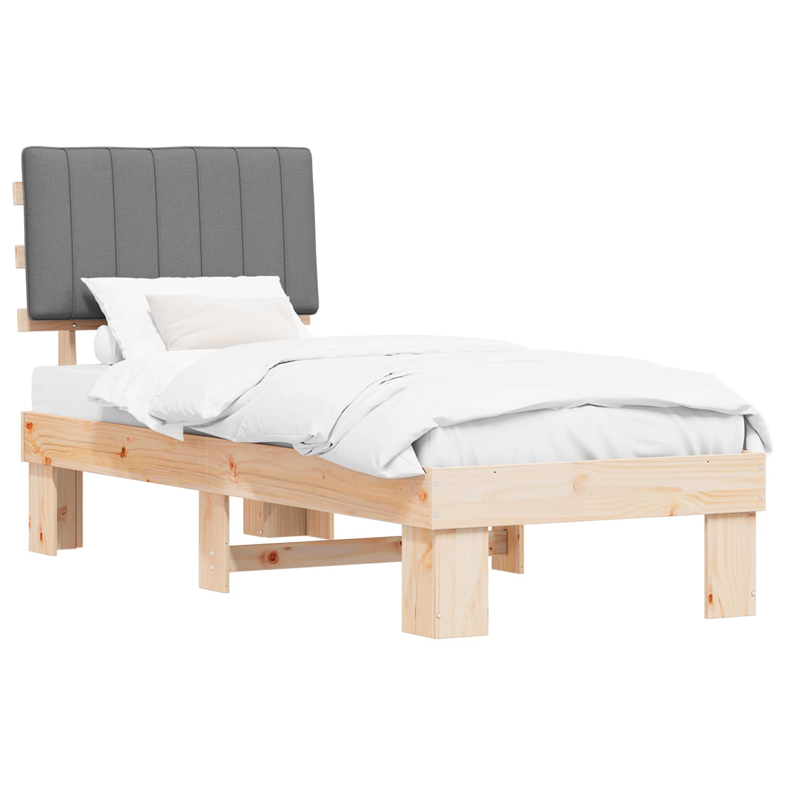 Letto con Testiera Rivestita Grigio chiaro 80 x 200 cm | homemem39