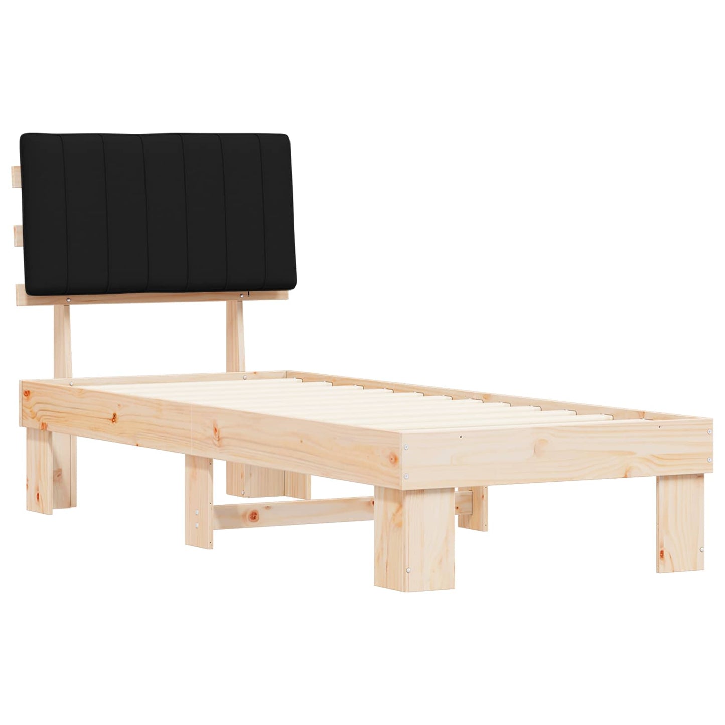 Letto con Testiera Rivestita Nero 80 x 200 cm Pino massello | homemem39