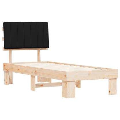 Letto con Testiera Rivestita Nero 80 x 200 cm Pino massello | homemem39