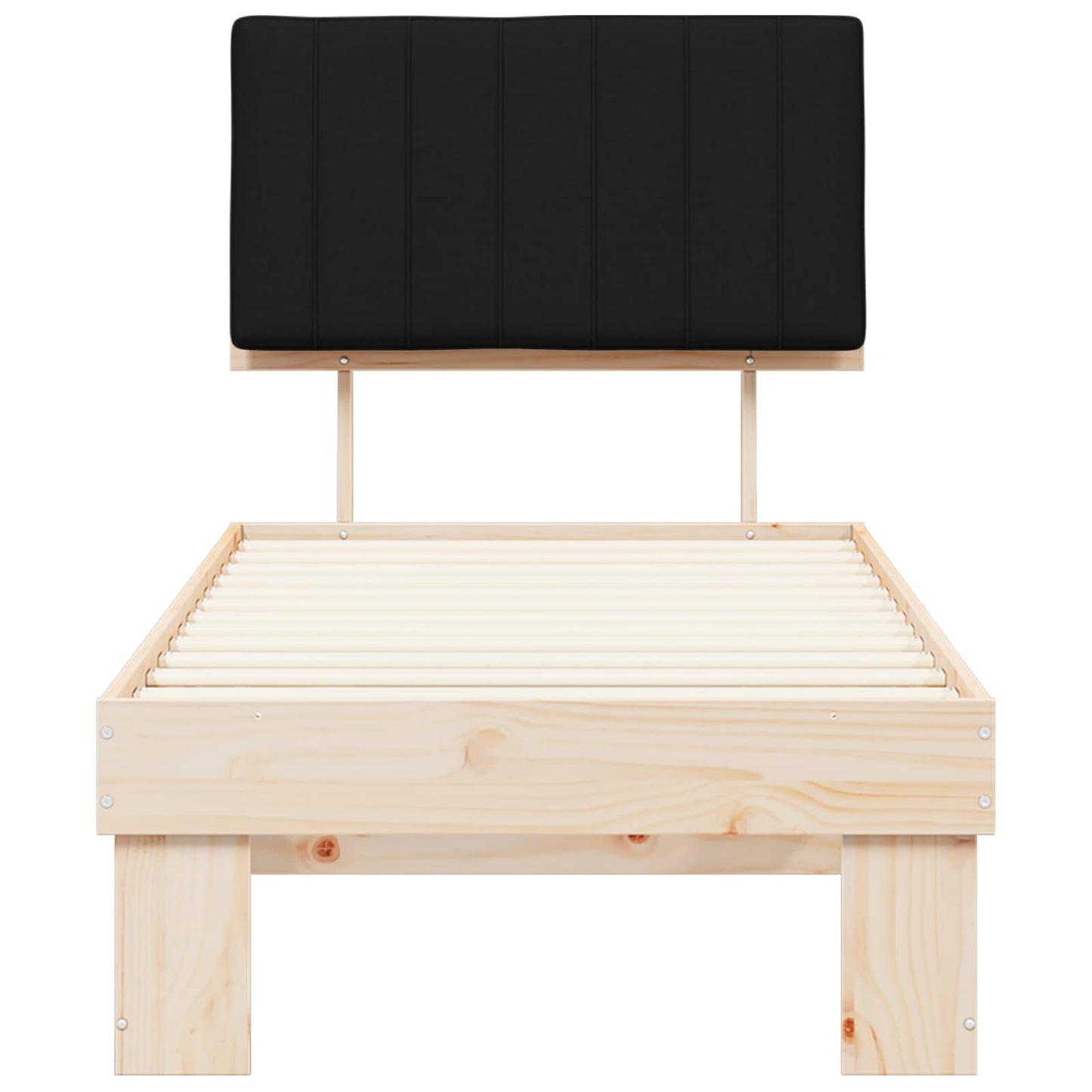Letto con Testiera Rivestita Nero 80 x 200 cm Pino massello | homemem39