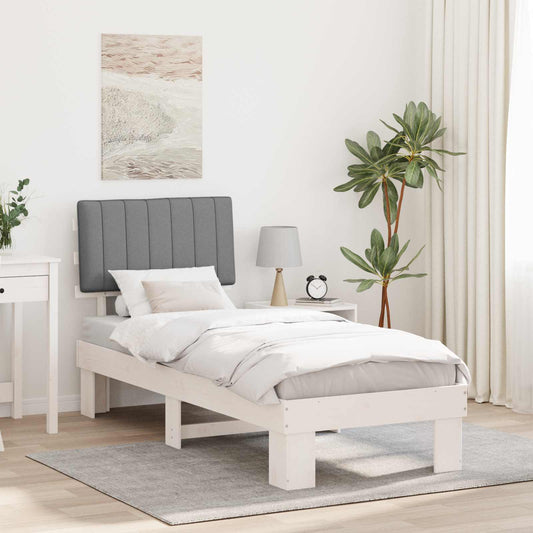 Letto con Testiera Rivestita Grigio chiaro 80 x 200 cm | homemem39