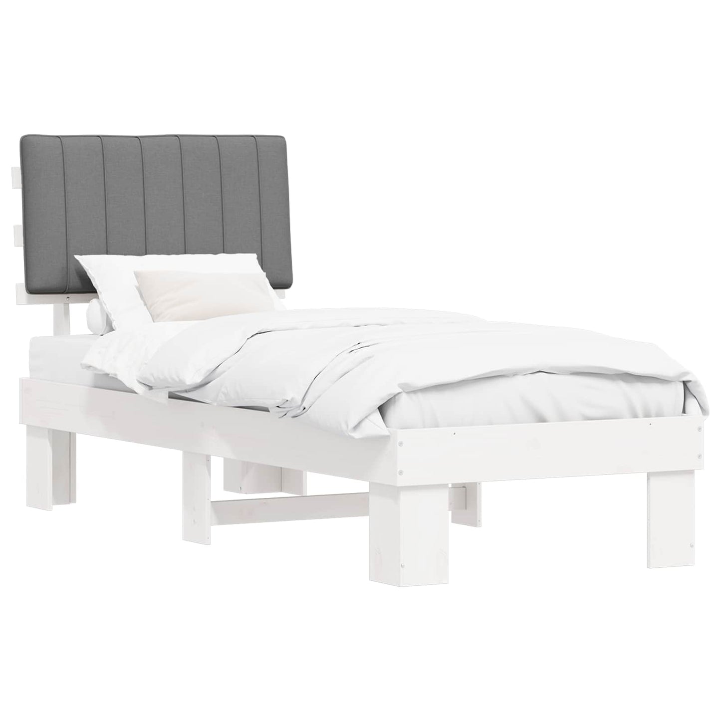 Letto con Testiera Rivestita Grigio chiaro 80 x 200 cm | homemem39