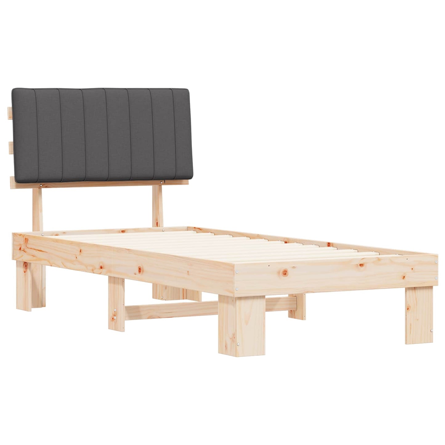 Letto con Testiera Rivestita Grigio scuro 90 x 190 cm | homemem39