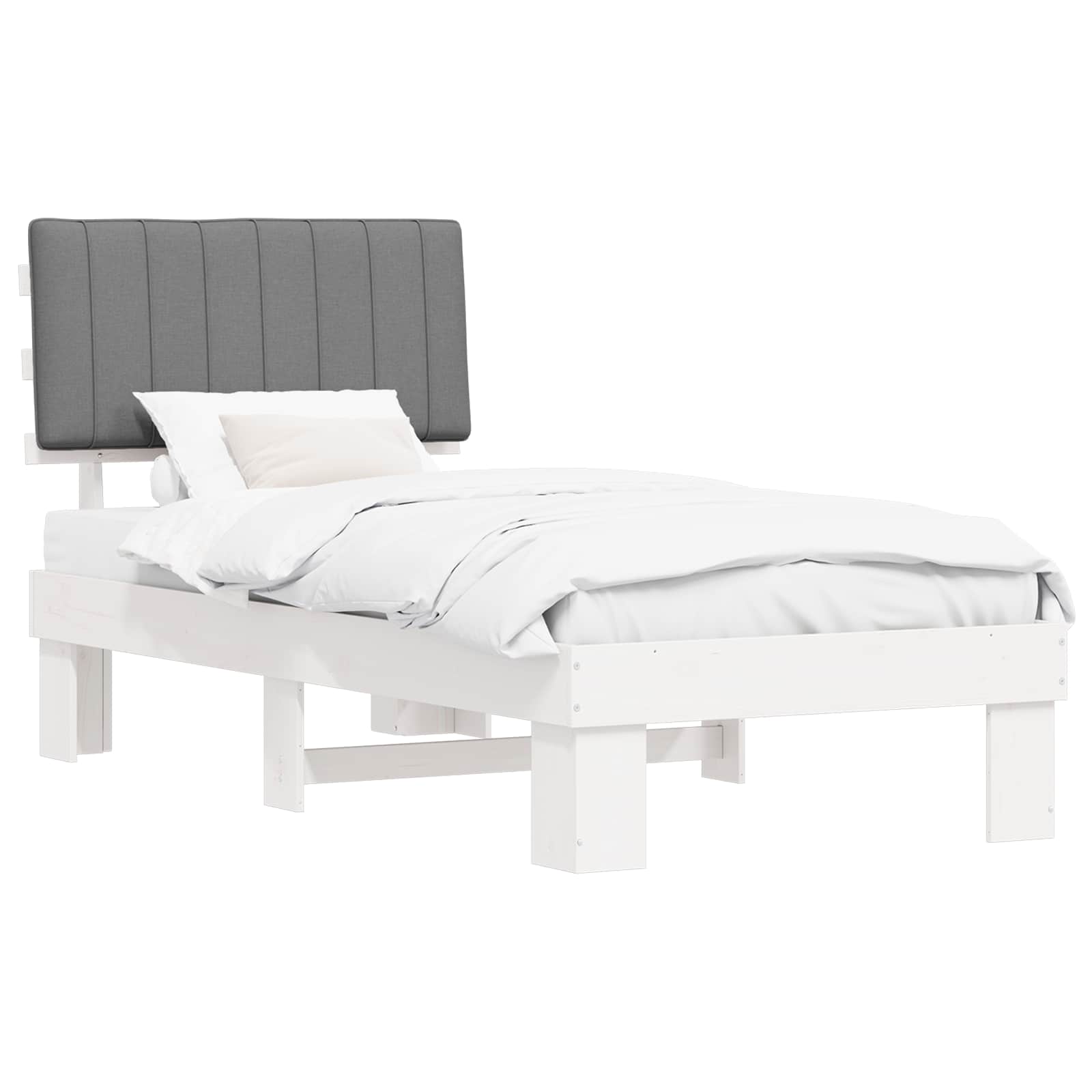 Letto con Testiera Rivestita Grigio chiaro 90 x 190 cm | homemem39