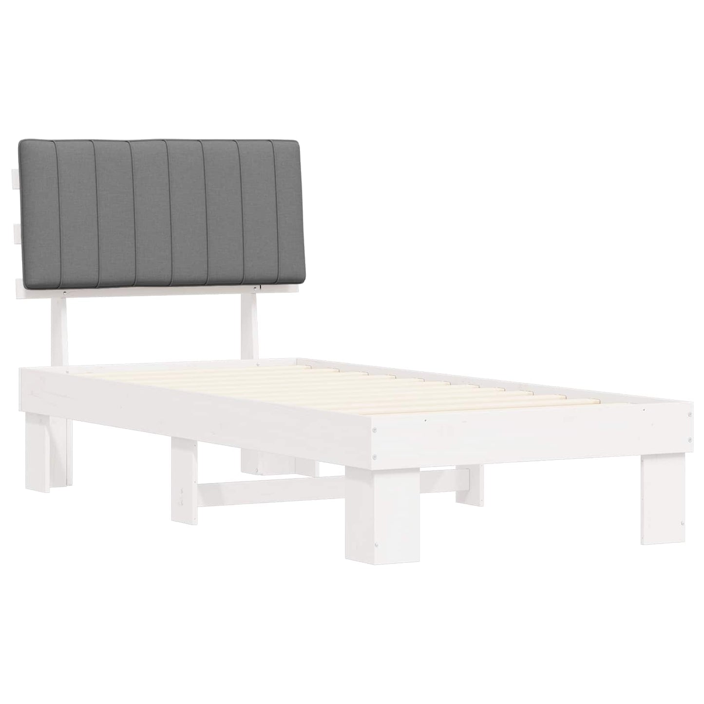 Letto con Testiera Rivestita Grigio chiaro 90 x 190 cm | homemem39