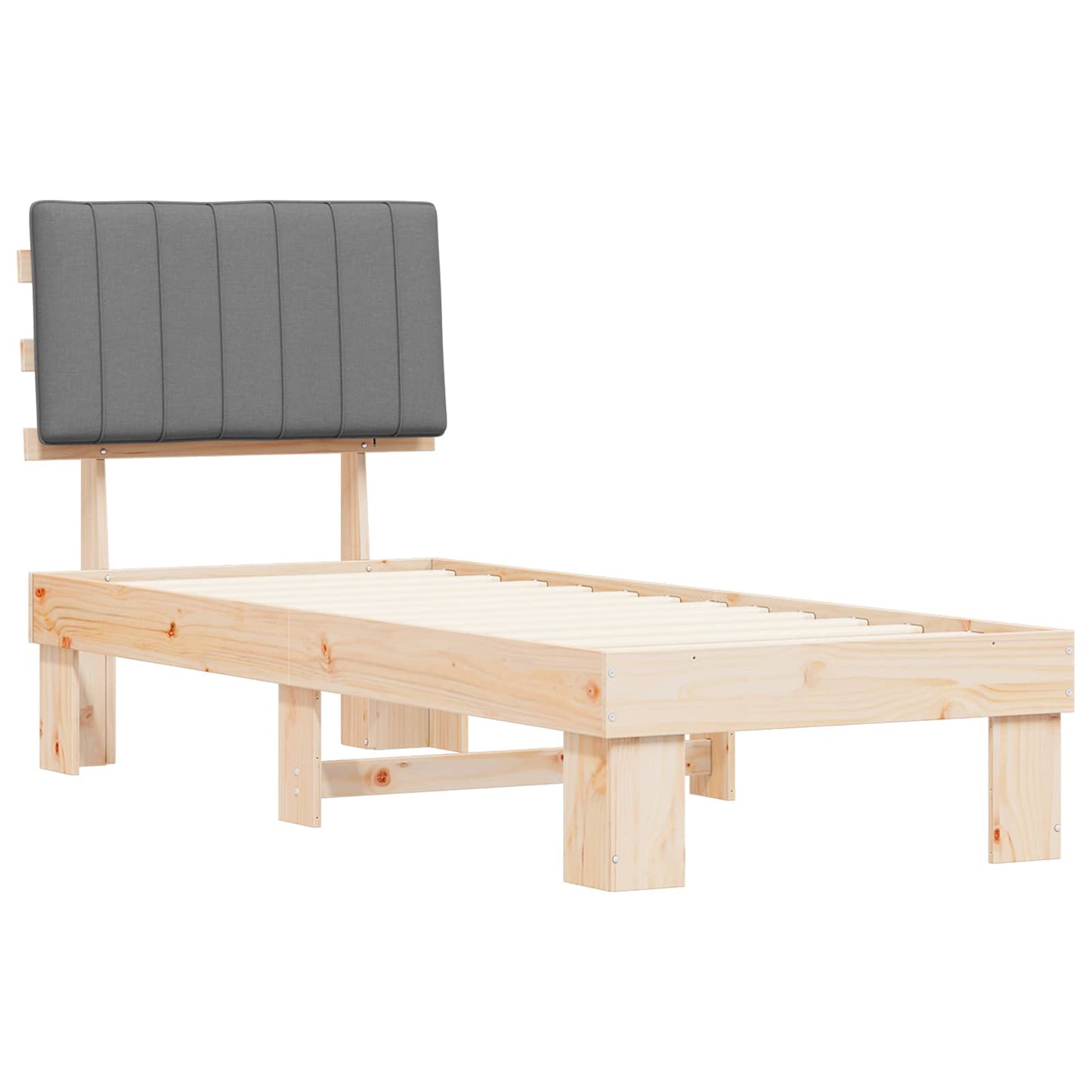 Letto con Testiera Rivestita Grigio chiaro 75 x 190 cm | homemem39