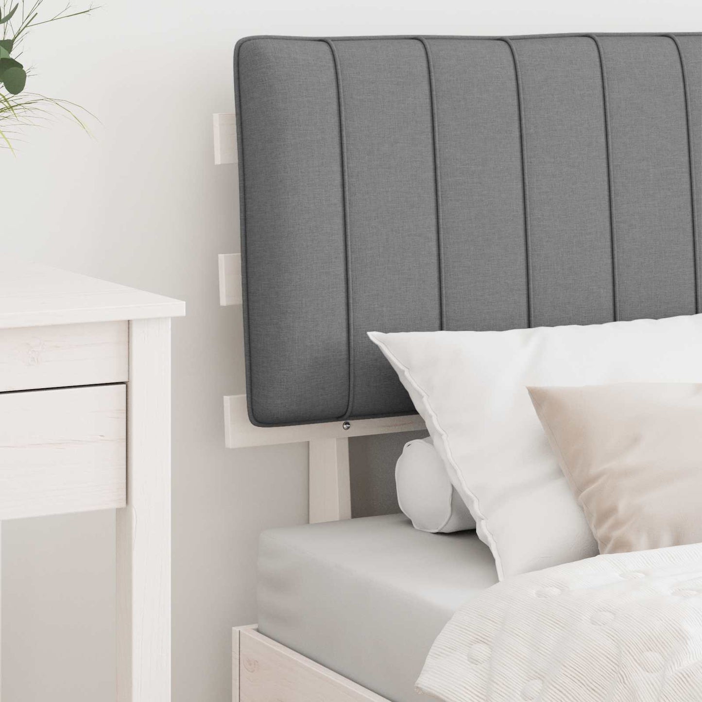 Letto con Testiera Rivestita Grigio chiaro 75 x 190 cm | homemem39