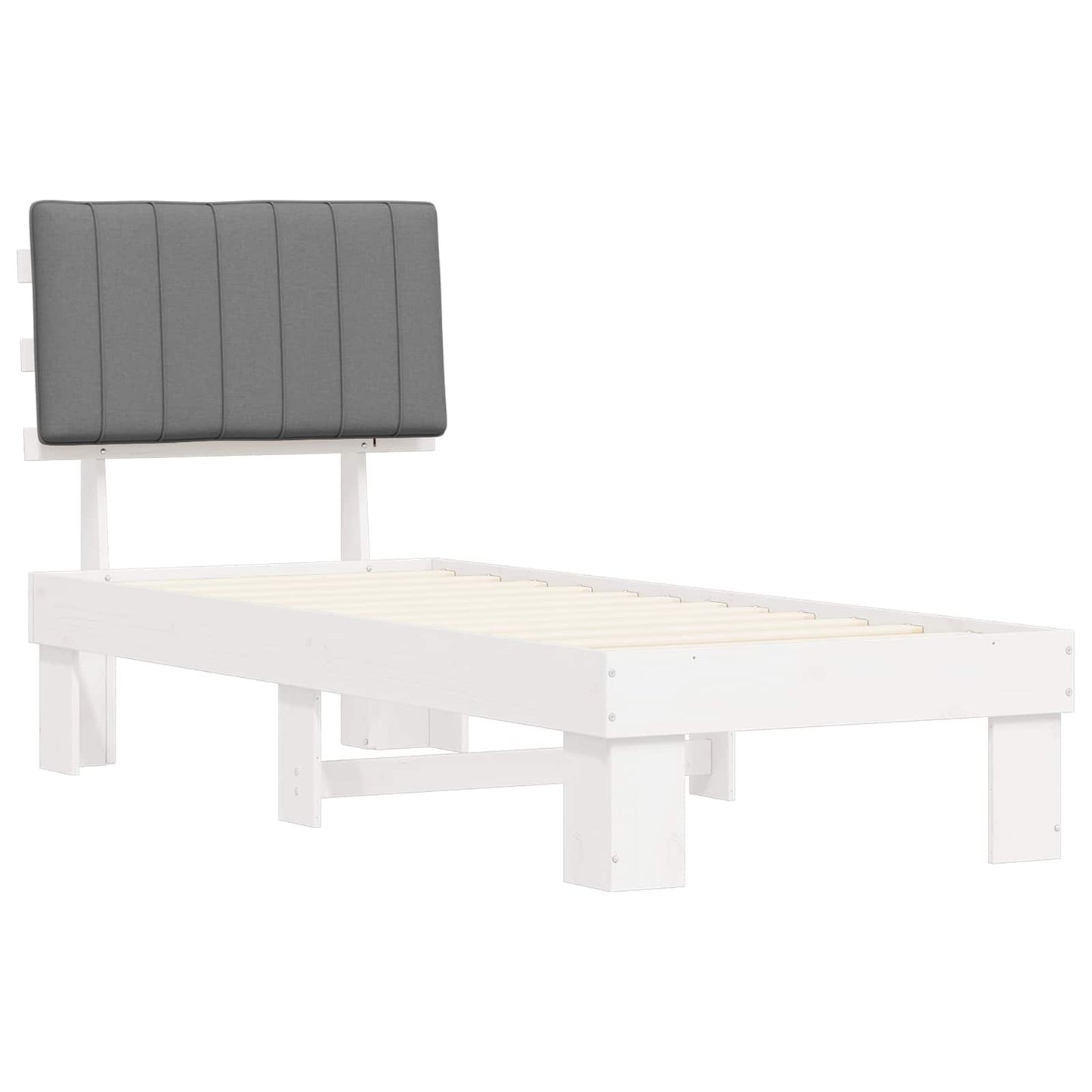Letto con Testiera Rivestita Grigio chiaro 75 x 190 cm | homemem39