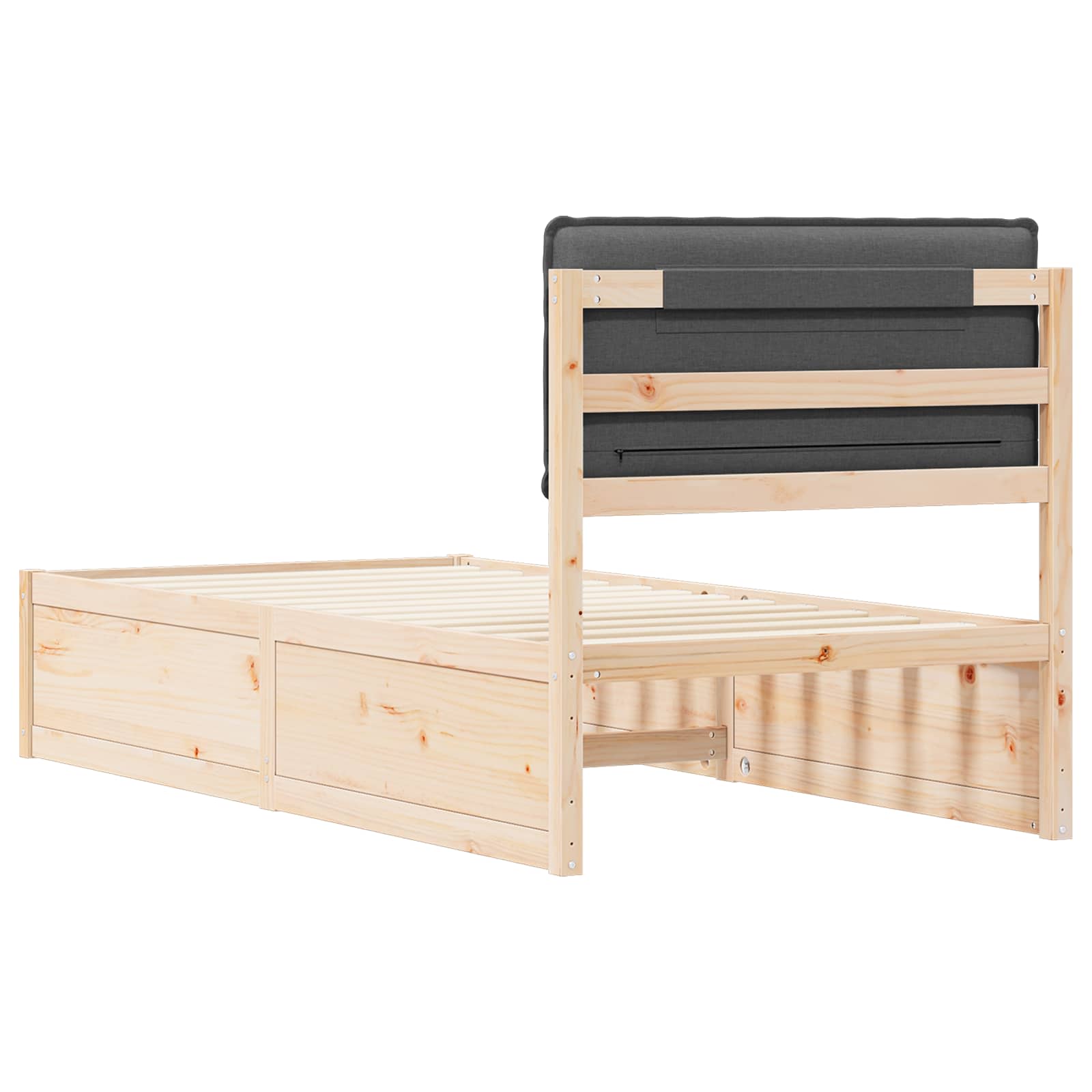 Letto con Testiera Rivestita Grigio scuro 100 x 200 cm | homemem39