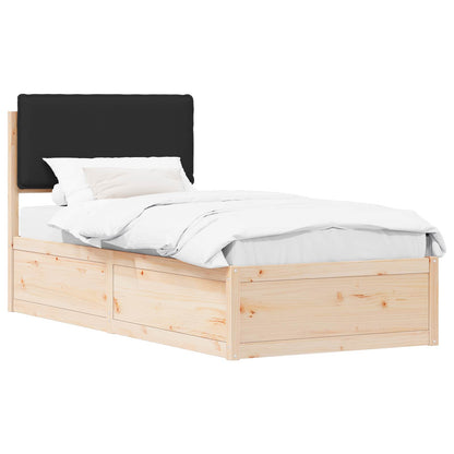 Letto con Testiera Rivestita Nero 100 x 200 cm Pino massello | homemem39