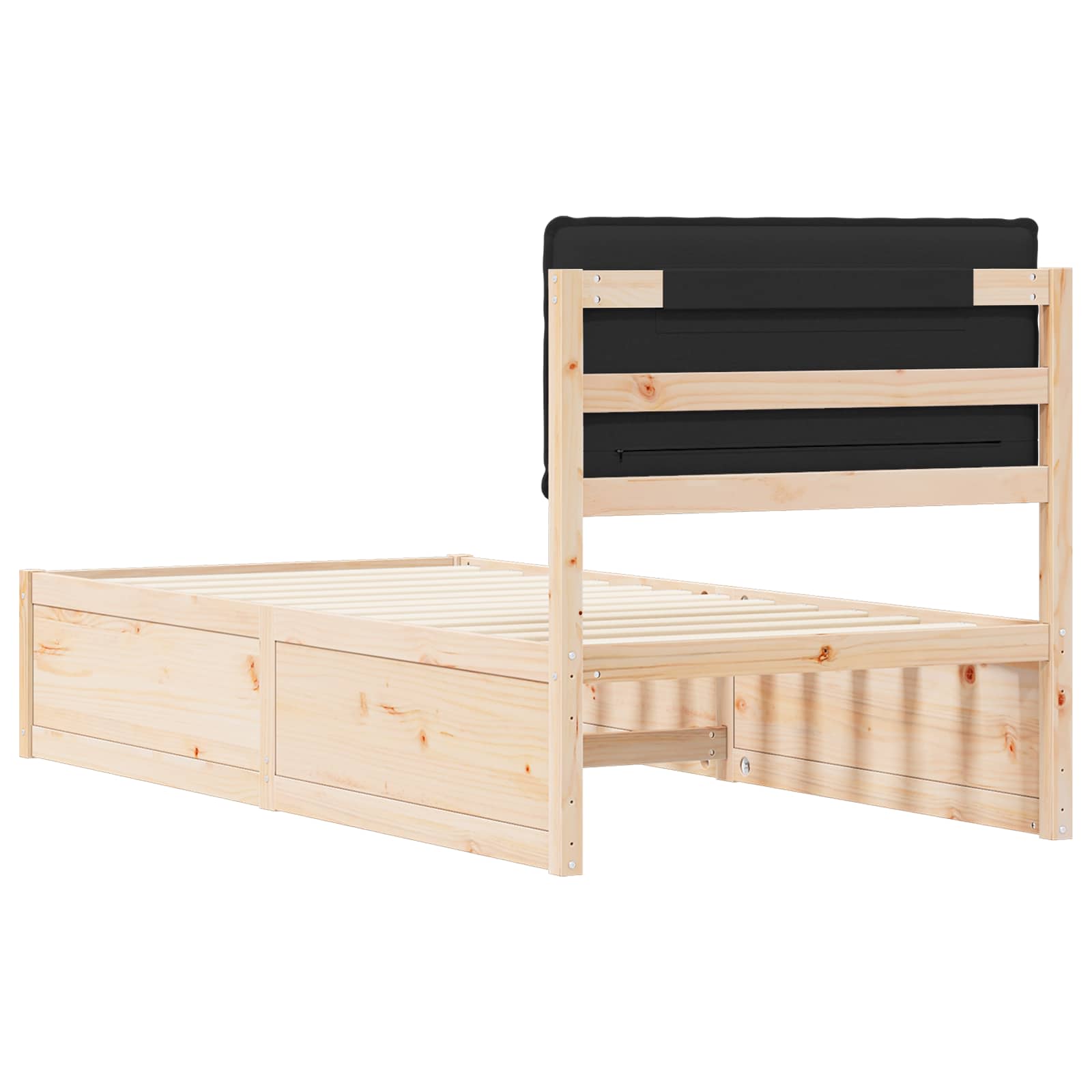 Letto con Testiera Rivestita Nero 100 x 200 cm Pino massello | homemem39