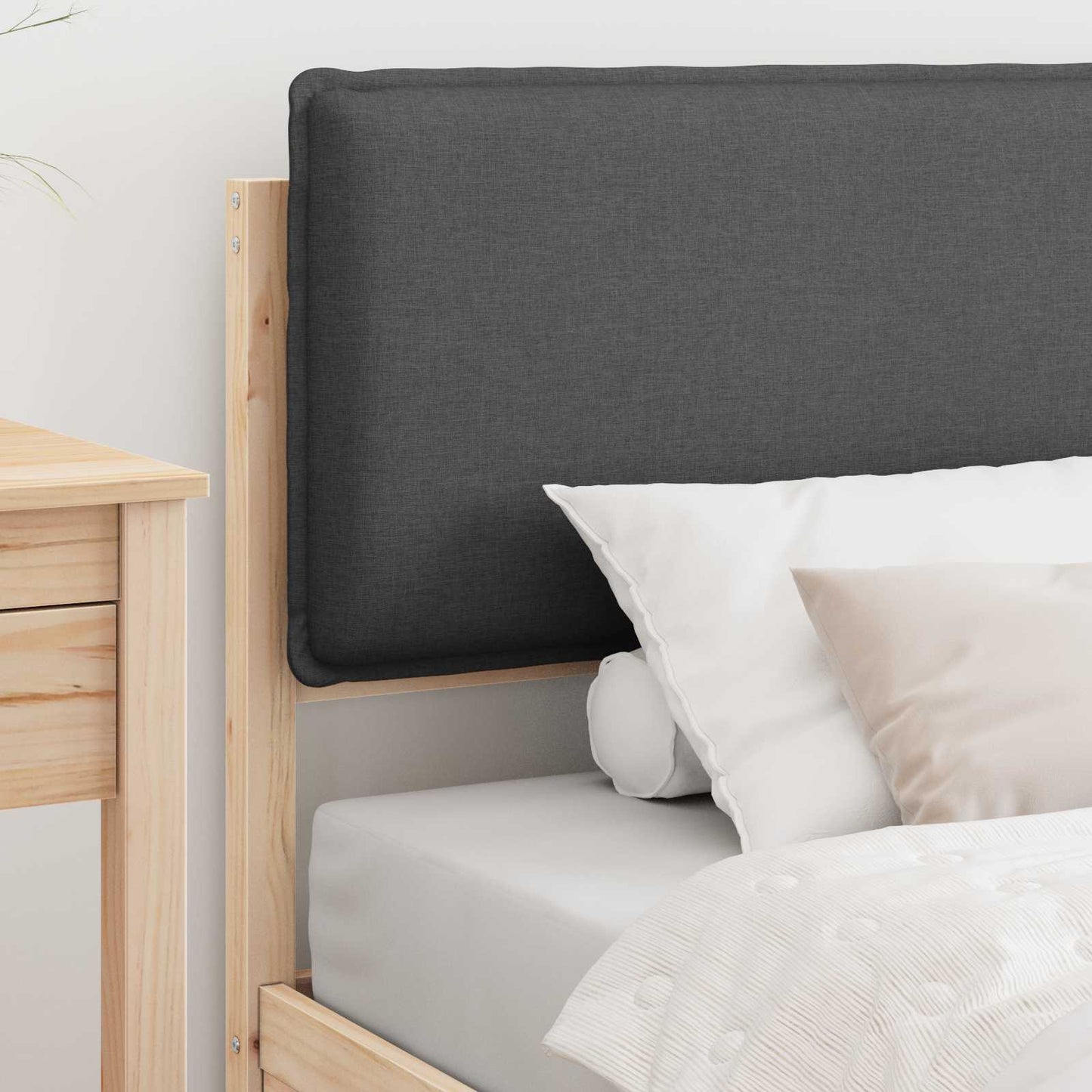 Letto con Testiera Rivestita Grigio scuro 90 x 200 cm | homemem39