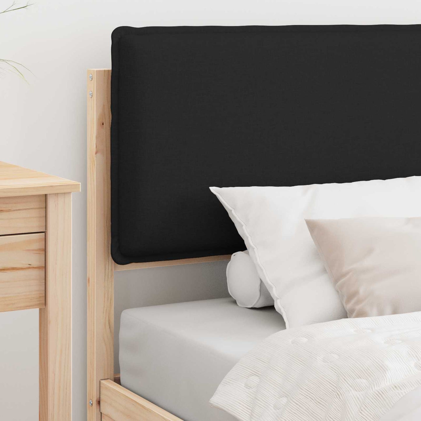 Letto con Testiera Rivestita Nero 90 x 200 cm Pino massello | homemem39
