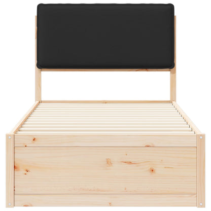 Letto con Testiera Rivestita Nero 90 x 200 cm Pino massello | homemem39