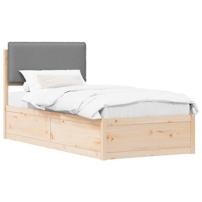 Letto con Testiera Rivestita Grigio chiaro 80 x 200 cm