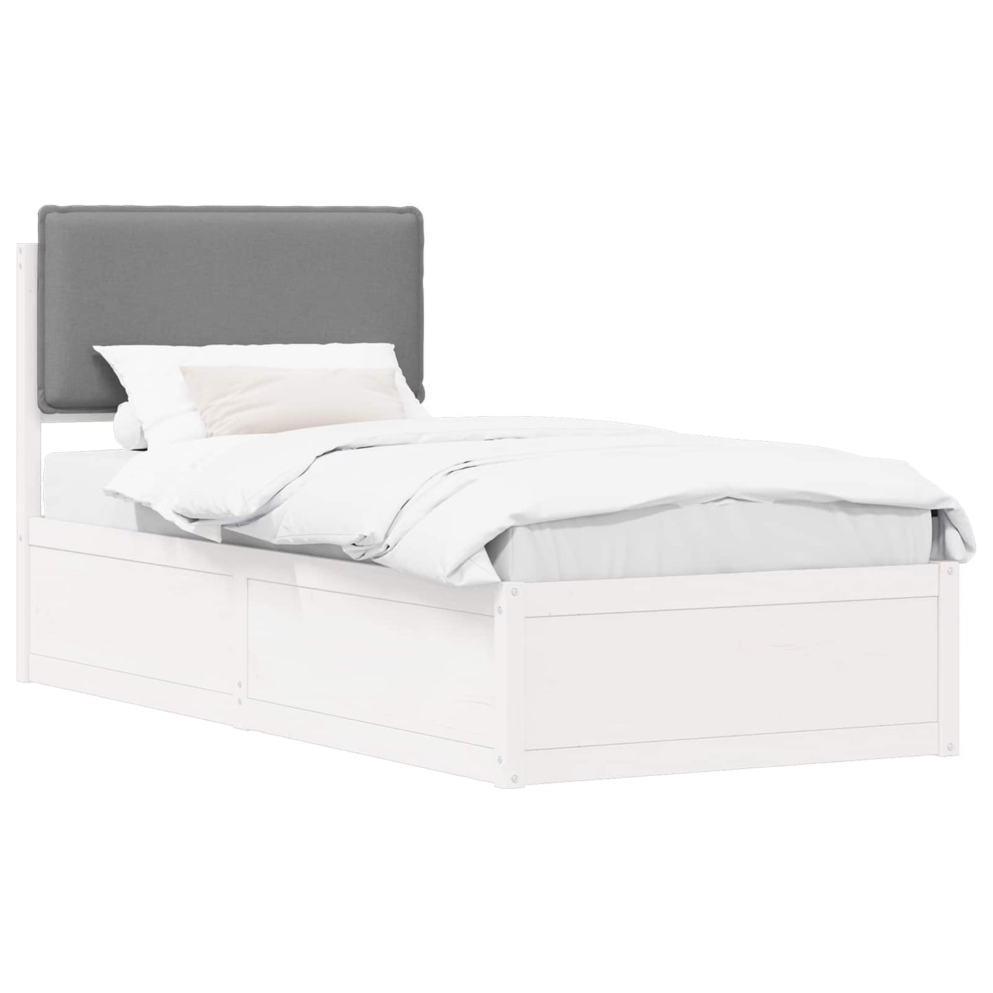Letto con Testiera Rivestita Grigio chiaro 90 x 190 cm | homemem39