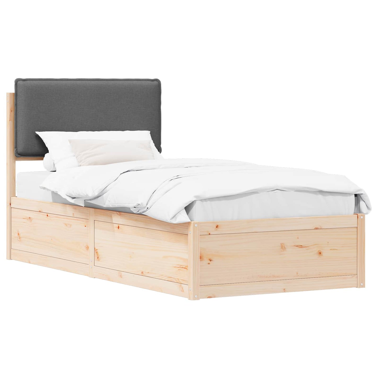 Letto con Testiera Rivestita Grigio scuro 75 x 190 cm | homemem39
