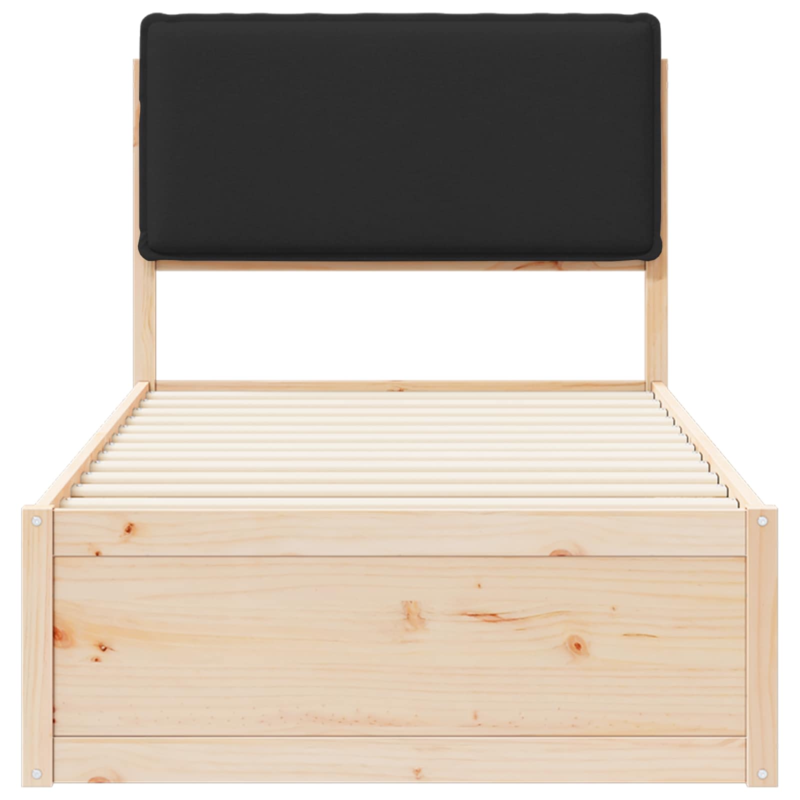 Letto con Testiera Rivestita Nero 75 x 190 cm Pino massello | homemem39