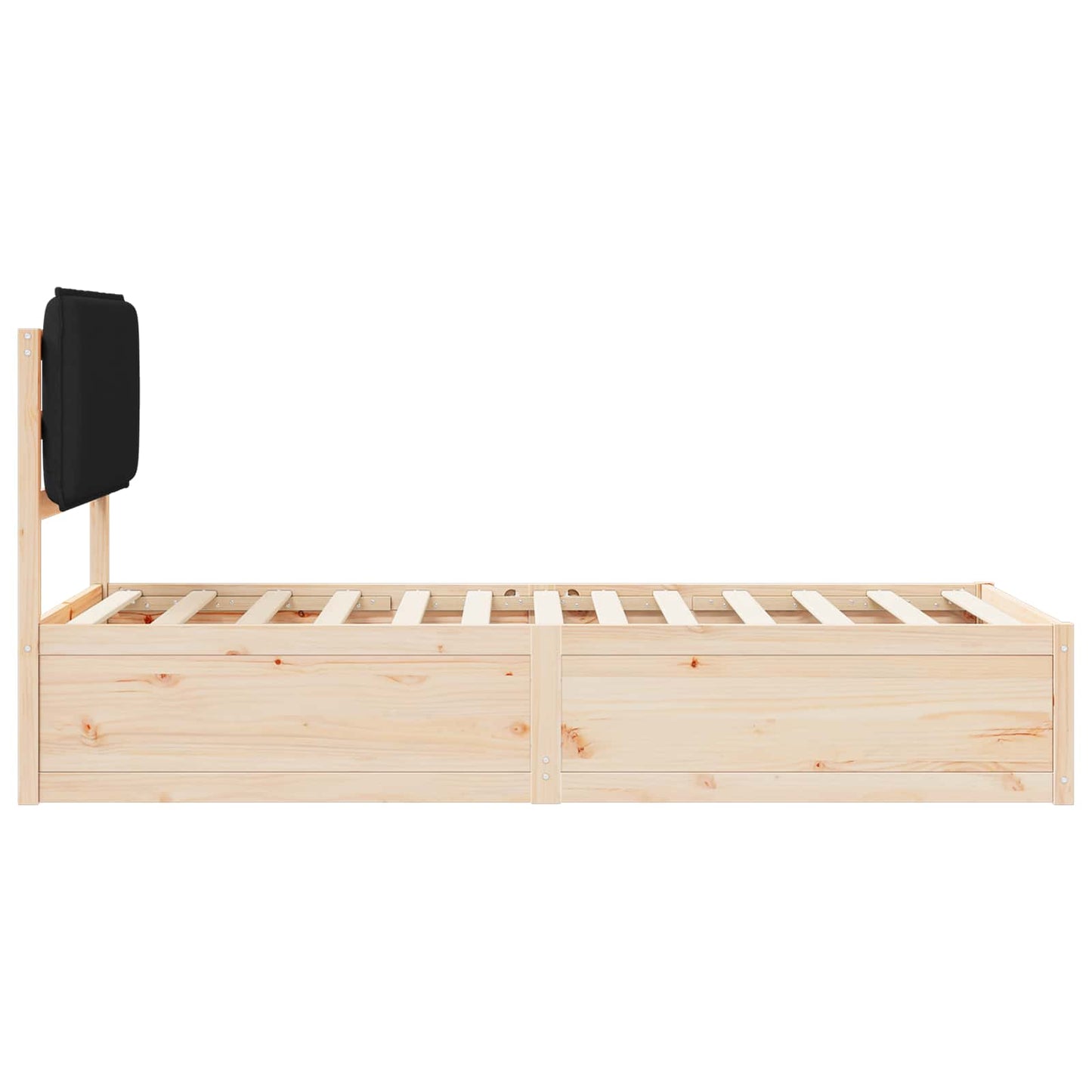 Letto con Testiera Rivestita Nero 75 x 190 cm Pino massello | homemem39