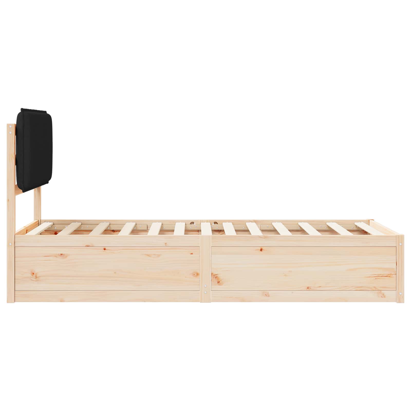 Letto con Testiera Rivestita Nero 75 x 190 cm Pino massello | homemem39