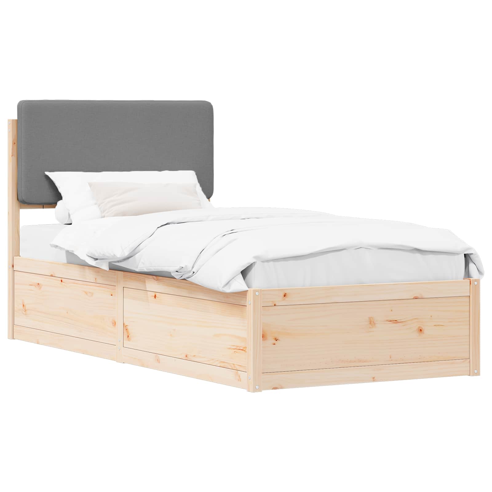 Letto con Testiera Rivestita Grigio chiaro 100 x 200 cm | homemem39