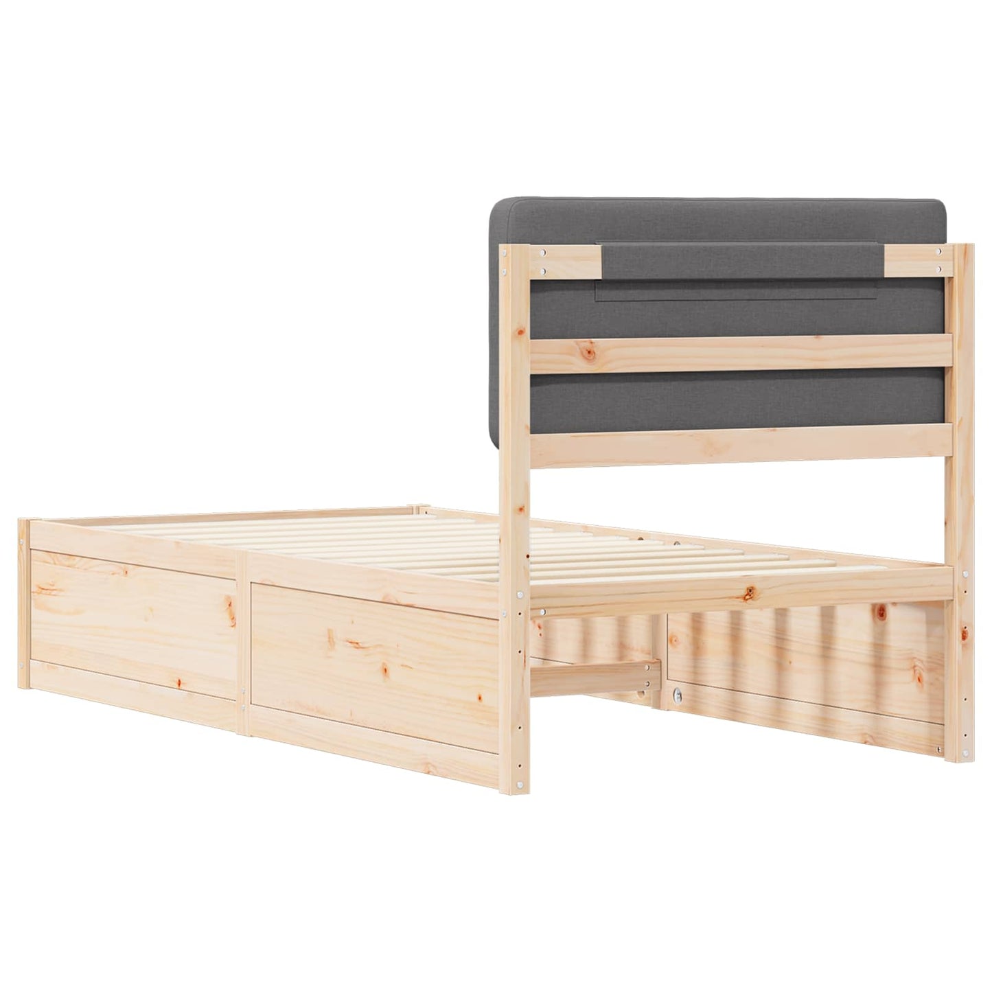Letto con Testiera Rivestita Grigio scuro 100 x 200 cm | homemem39