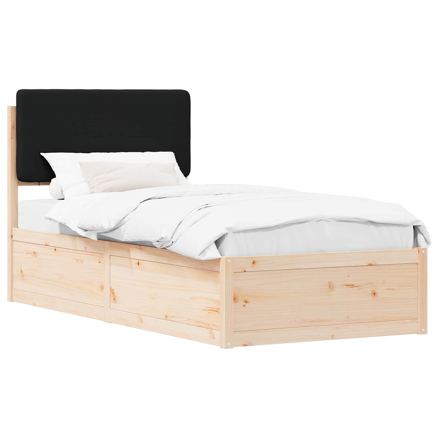 Letto con Testiera Rivestita Nero 100 x 200 cm Pino massello | homemem39