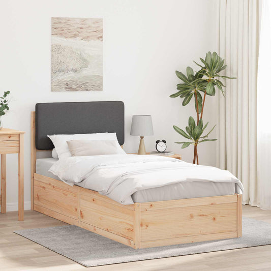 Letto con Testiera Rivestita Grigio scuro 90 x 200 cm | homemem39