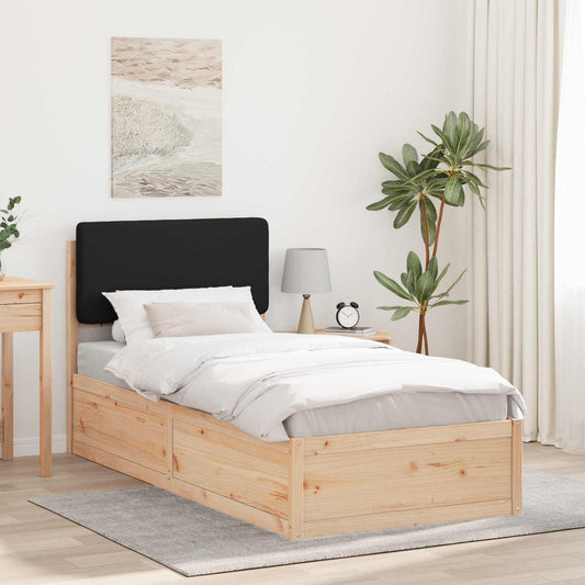Letto con Testiera Rivestita Nero 90 x 200 cm Pino massello | homemem39