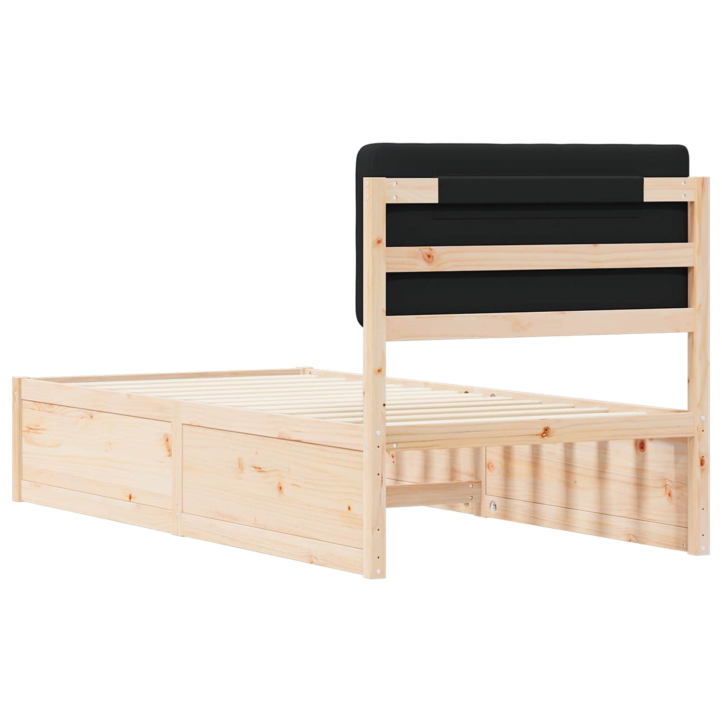Letto con Testiera Rivestita Nero 90 x 200 cm Pino massello | homemem39