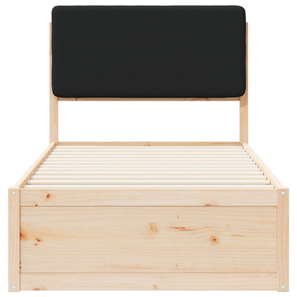 Letto con Testiera Rivestita Nero 80 x 200 cm Pino massello | homemem39
