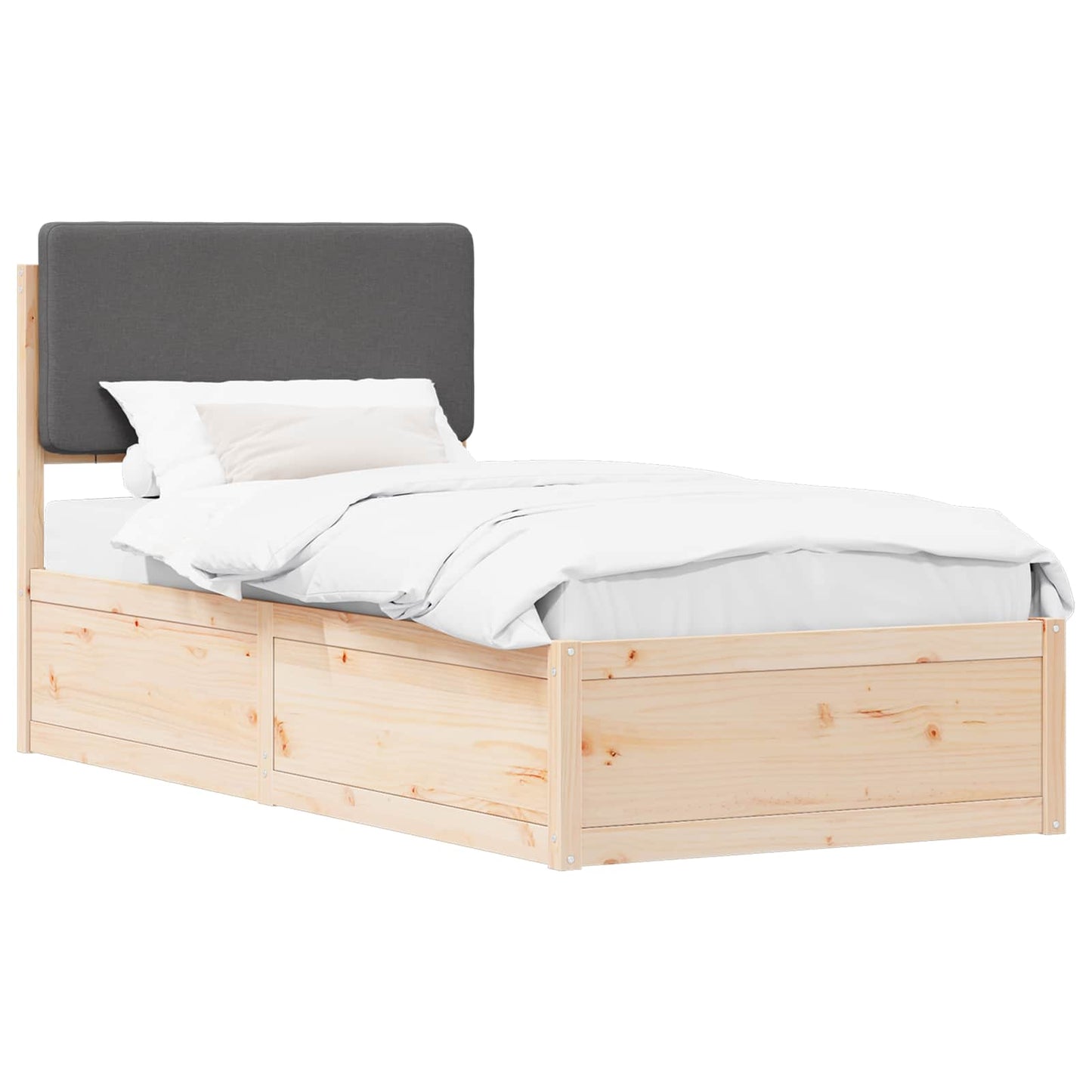 Letto con Testiera Rivestita Grigio scuro 90 x 190 cm | homemem39