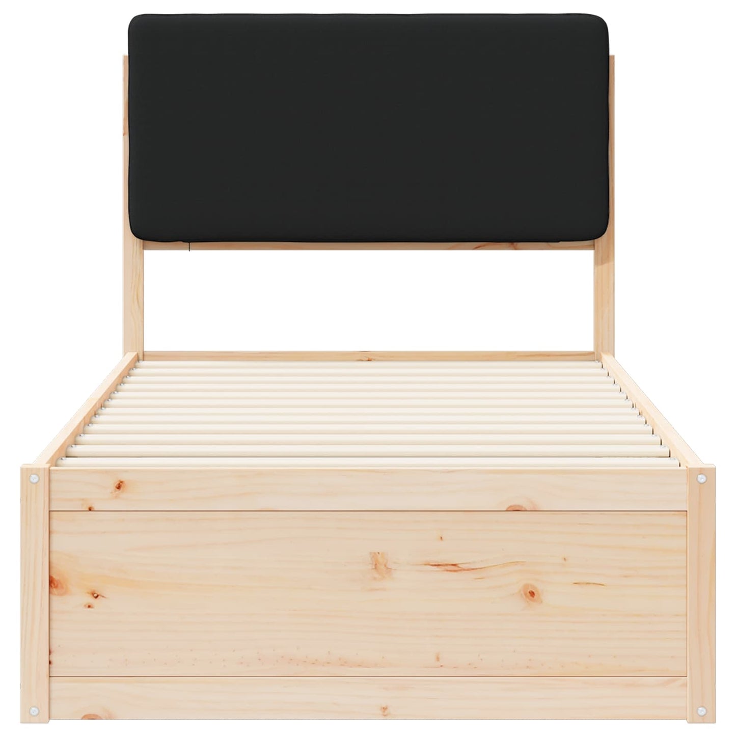 Letto con Testiera Rivestita Nero 90 x 190 cm Pino massello | homemem39
