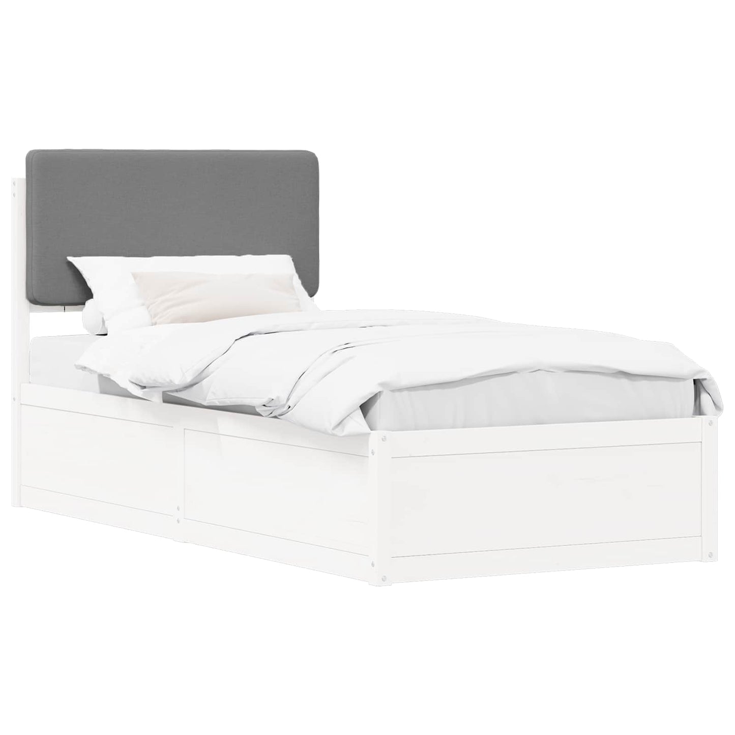 Letto con Testiera Rivestita Grigio chiaro 90 x 190 cm | homemem39