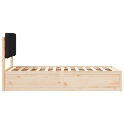 Letto con Testiera Rivestita Nero 75 x 190 cm Pino massello | homemem39