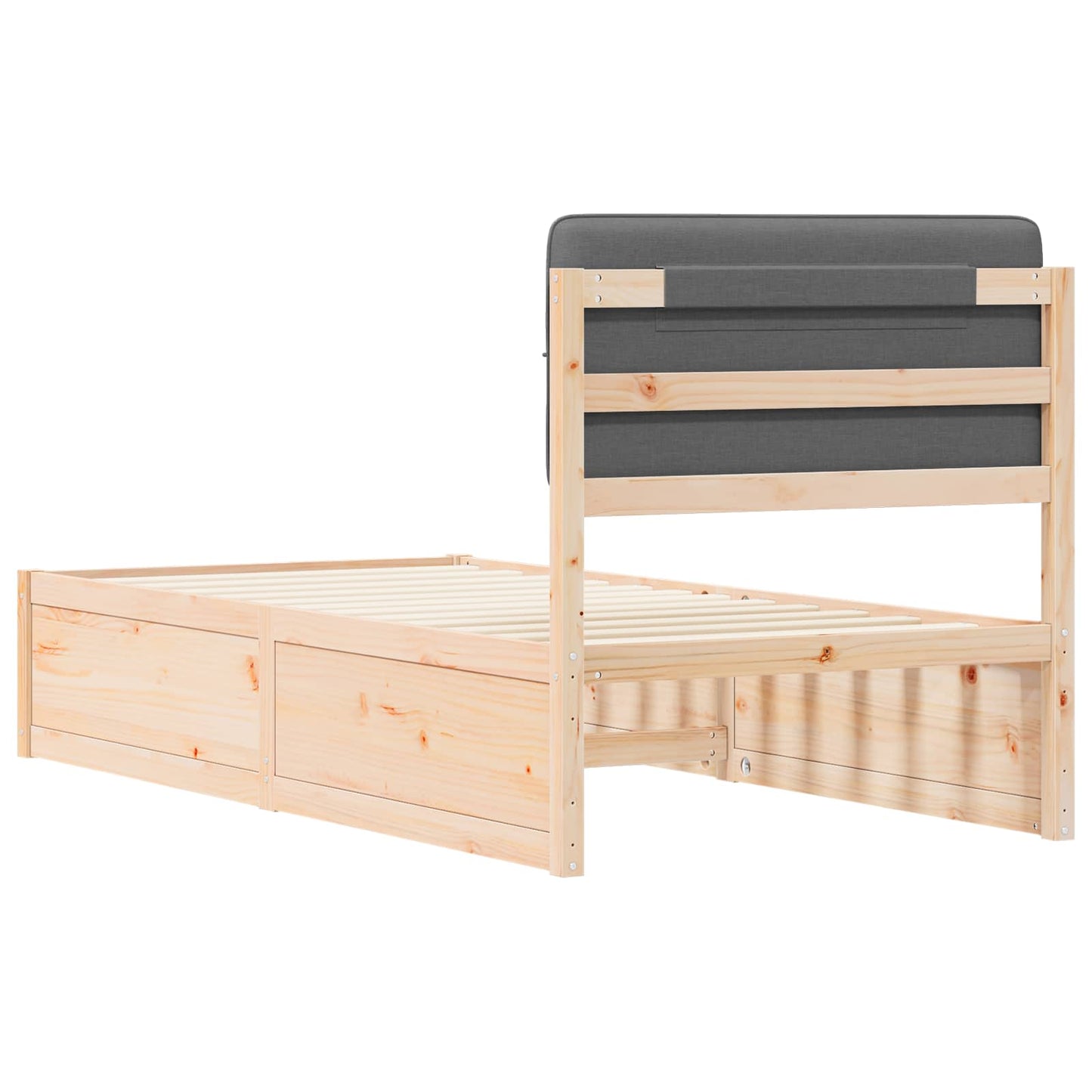 Letto con Testiera Rivestita Grigio scuro 100 x 200 cm | homemem39