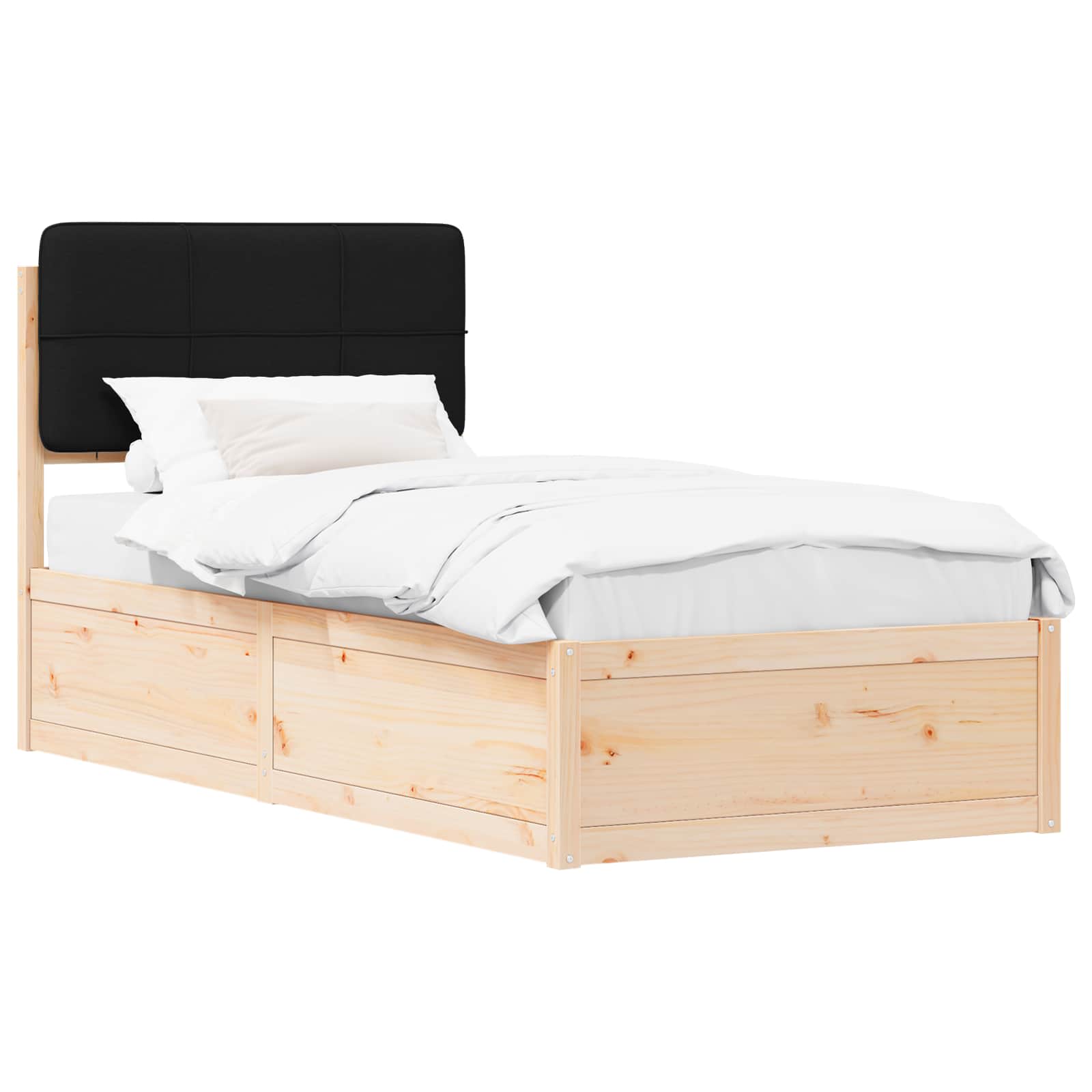 Letto con Testiera Rivestita Nero 100 x 200 cm Pino massello | homemem39