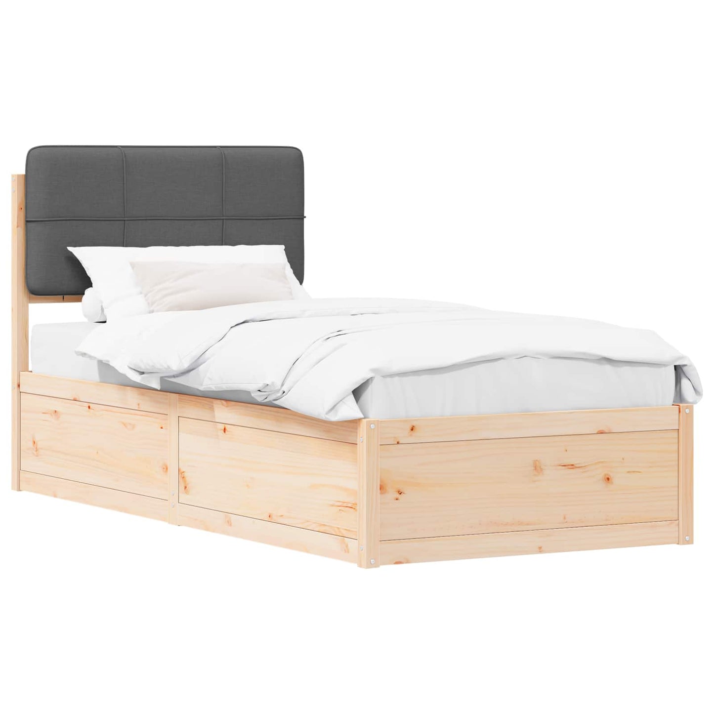 Letto con Testiera Rivestita Grigio scuro 90 x 200 cm | homemem39