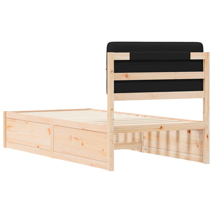 Letto con Testiera Rivestita Nero 90 x 200 cm Pino massello | homemem39