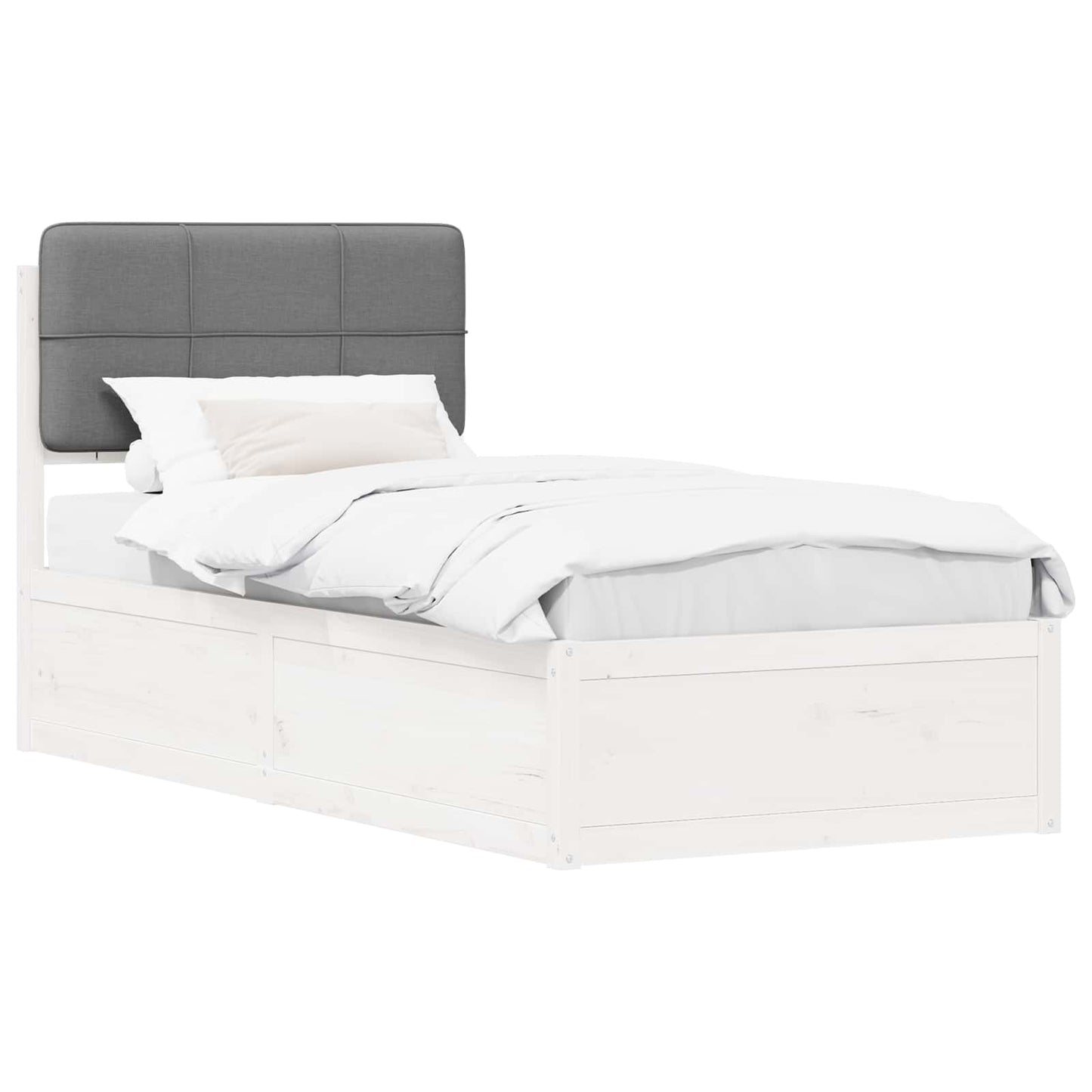 Letto con Testiera Rivestita Grigio chiaro 90 x 200 cm | homemem39