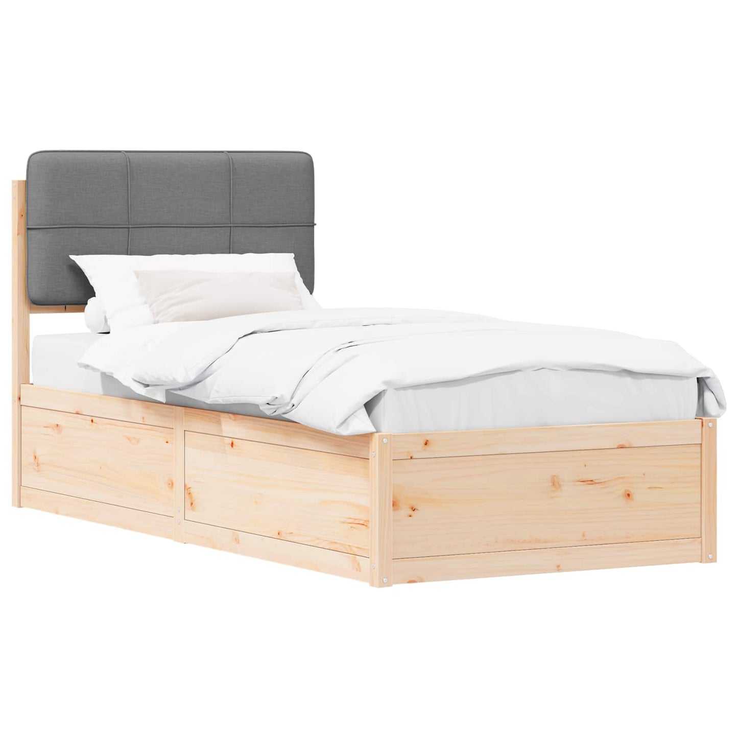 Letto con Testiera Rivestita Grigio chiaro 80 x 200 cm | homemem39