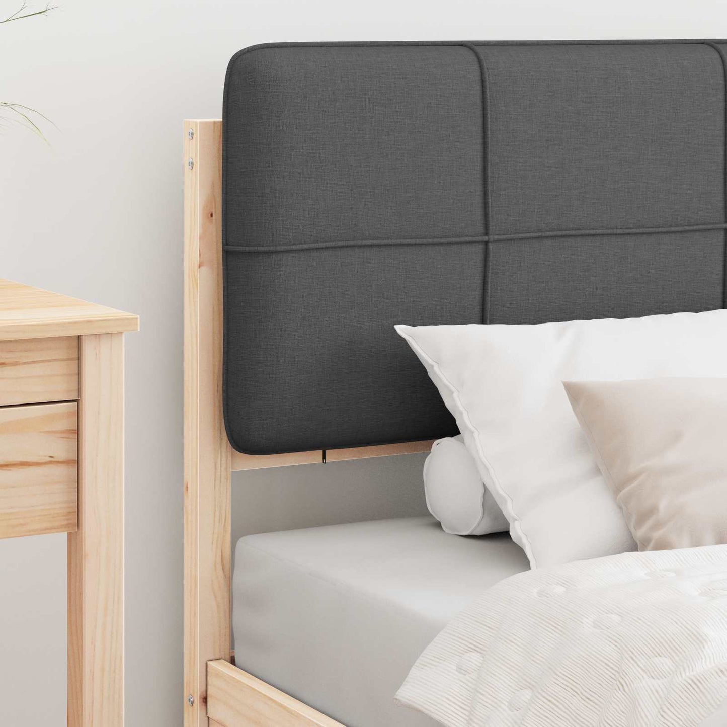 Letto con Testiera Rivestita Grigio scuro 80 x 200 cm | homemem39